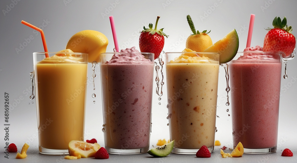 Poster a nourishing and lively blend, capturing the dynamic splash in a dramatic presentation - ai generati