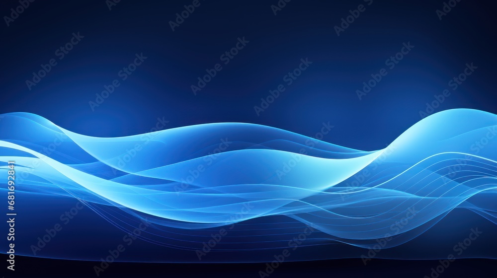 Poster a blue background with wavy lines and a black background with a blue background and a black backgrou