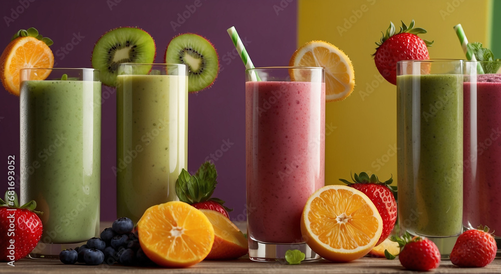 Poster a nourishing and lively blend, capturing the dynamic splash in a dramatic presentation - ai generati