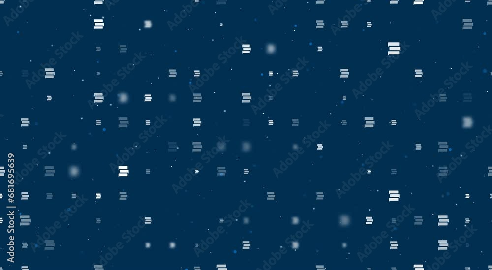 Poster template animation of evenly spaced discussion symbols of different sizes and opacity. animation of 