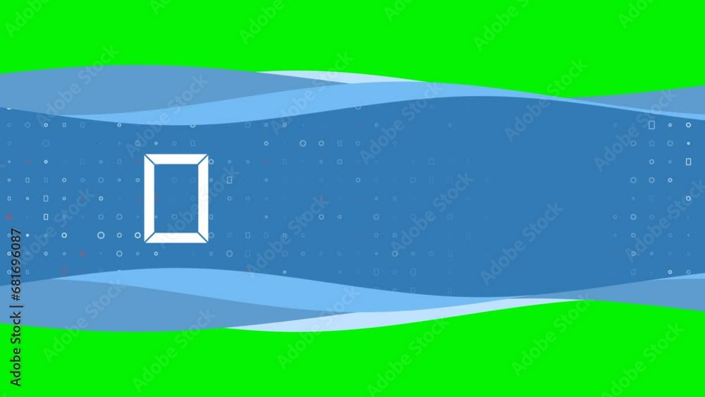 Poster animation of blue banner waves movement with white photo frame symbol on the left. on the background