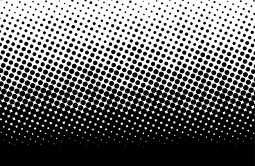 Dot pattern with halftone effect. Black white pop art gradient. Monochrome texture for printing on badges, posters, and business cards.