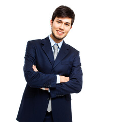 Smiling businessman isolated on white