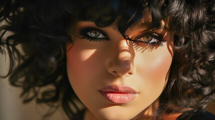 Facial shot of a beautiful woman with magnificent eyes - obrazy, fototapety, plakaty
