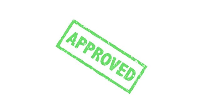 Approved stamp style on white background and blue screen