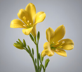 Obraz premium Golden Blooms: Capturing the Essence of South Africa with Yellow Freesia. generative AI