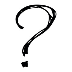 Hand drawn ink question mark illustration in sketch style. Single element for design