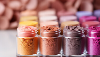 A vibrant collection of colorful eyeshadows in a large palette generated by AI