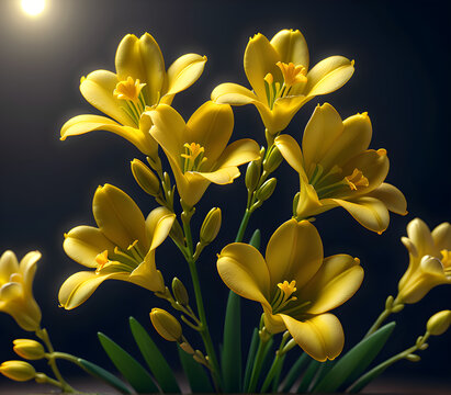 Golden Blooms: Capturing the Essence of South Africa with Yellow Freesia. generative AI
