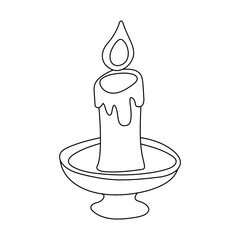 Candle  continuous one line art drawing  Vector illustration 
