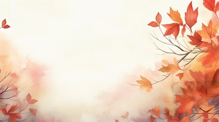 Vibrant Watercolor Autumn Background. Generative Ai