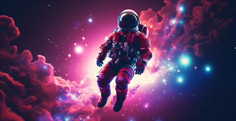 A spaceman or astronaut floating in space - obrazy, fototapety, plakaty