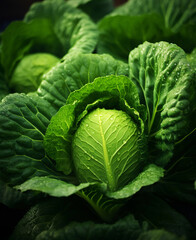 Fototapeta premium Fresh green or savoy cabbage.