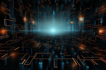 Abstract circuit board and CPU units, a tech-inspired composition.