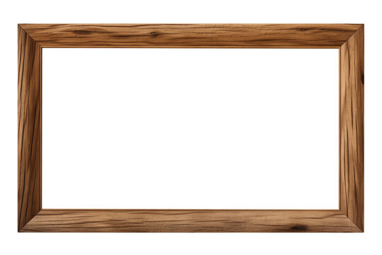 Wooden Frame. Rustic craft decorative wood frame for print, images, picture and photography. Front view. Transparent background