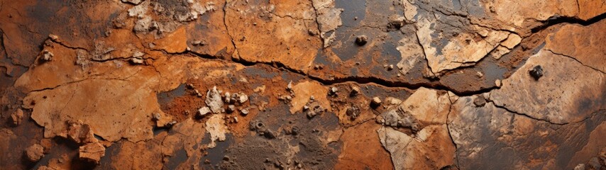 Fototapeta premium Rust-Coated Brown Rock with Dramatic Crack