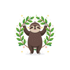 Sloth vector illustration Vintage