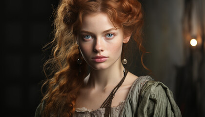 Fototapeta premium One beautiful woman, confident and stylish, looking at camera generated by AI