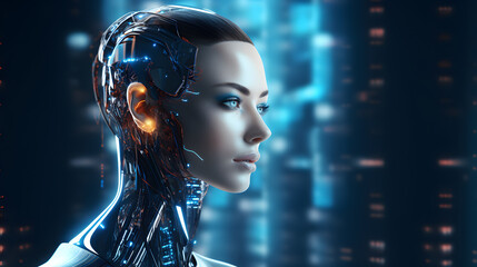 Beautiful female robot with artificial intelligence