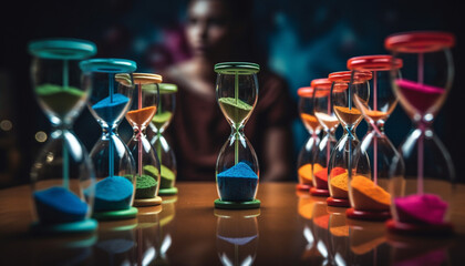 Time flowing like sand in an hourglass, countdown to celebration generated by AI