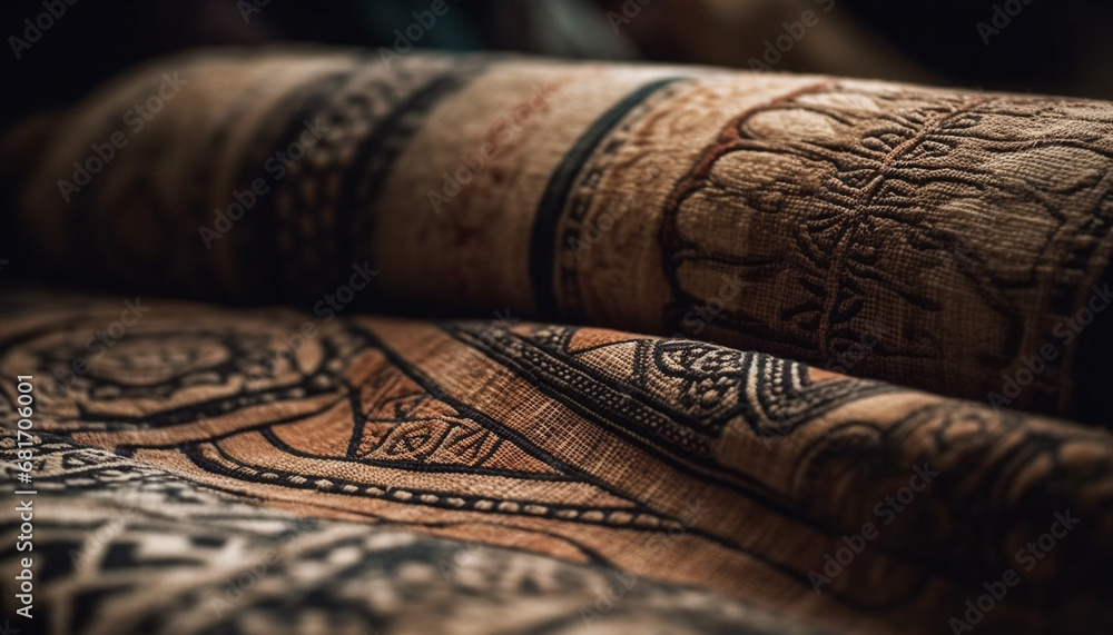 Poster antique rug woven with intricate patterns in middle eastern style generated by ai