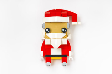 Santa Claus from Building Blocks: Festive New Year and Merry Christmas Concept