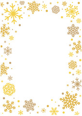 gold snow snowflake frame winter holiday season celebrate christmas sparkling beautiful luxury vector illustration graphic design banner border poster