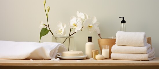 The serene spa offered a wide range of natural beauty care products, from white flower petals to shampoo bottles and hairbrush accessories, ensuring complete hygiene and health with their indulgent
