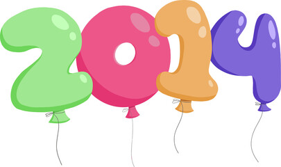 2014 Happy New Year Card curve balloon word party colorful vector design
