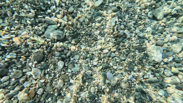 clear sea water with rocky bottom.