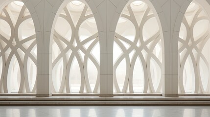 From a distance, the abstract design on the white marble wall of the Islamic architecture building in the city caught their eye with its intricate geometric lines and textures, reminiscent of an