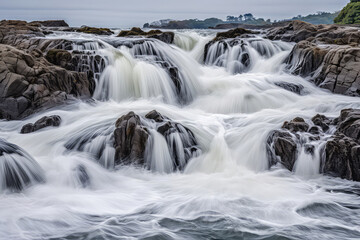 Fototapeta premium A mesmerizing photograph showcasing the otherworldly landscapes, volcanic formations, and cascading waterfalls of Iceland. Exploring this land of fire and ice allows you to witness geothermal wonders,