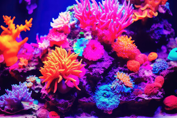 Fototapeta na wymiar A stunning underwater photograph capturing the vibrant coral reefs, diverse marine life, and clear turquoise waters of the Great Barrier Reef. Exploring this natural wonder allows you to snorkel or di
