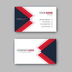Modern minimalist red color business card design template.
