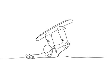 Snowboarder. A fall. One line