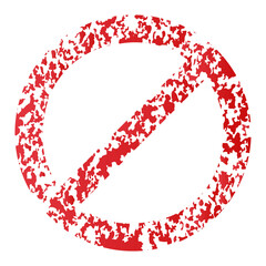 Prohibit red crossed circle sign textured. Ban forbidden grunge stamp. Closed entry sign.