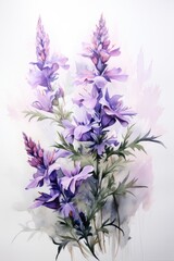 Artemisia flowers unfold in ethereal beauty on a watercolor canvas, delicate strokes capturing their grace on pure white. - obrazy, fototapety, plakaty