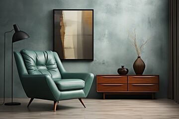 Luxury living room interior in green tones