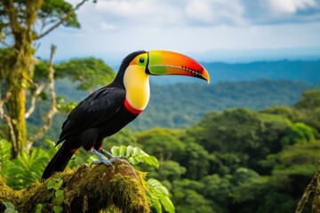 Toucan in the rainforest of Costa Rica, Central America, Toucan overlooking the Amazon rainforest, AI Generated