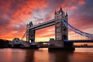 Papier Peint photo Tower Bridge Tower Bridge at sunset, London, England, United Kingdom, tower bridge in london at sunset London UK March, AI Generated