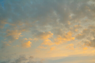 Sunlit Sunrise or Sunset Clouds in Yellow & Soft Blues