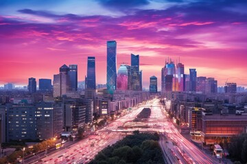 Shanghai cityscape at dusk, China. Shanghai is the capital of China, Urban Dusk Landscape of CBD...
