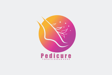 menicure pedicure logo with foot illustrasi logo design
