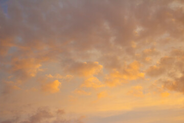 Naklejka na ściany i meble Sunlit Sunrise or Sunset Clouds in Yellow & Soft Lavender or Purple & Blue