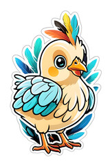 Bird with flower sticker
