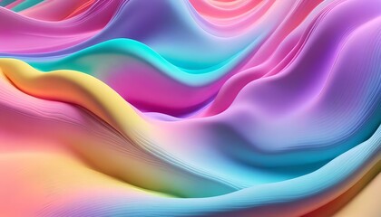 Fototapeta premium pastel colors 3d illustration of flowing multicolored gradient substance background, Abstract pastel colours 3d wave background. Wave banner. soft pastel colors, smooth