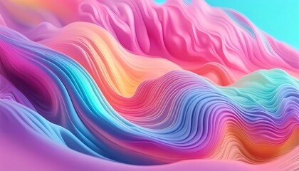 Fototapeta premium pastel colors 3d illustration of flowing multicolored gradient substance background, Abstract pastel colours 3d wave background. Wave banner. soft pastel colors, smooth