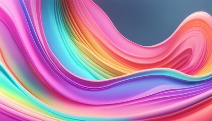 pastel colors 3d illustration of flowing multicolored gradient substance background, Abstract pastel colours 3d wave background. Wave banner. soft pastel colors, smooth