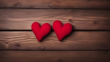red heart on a wooden background two red hearts on wooden background