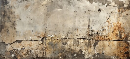 Decaying Beauty: Close-Up of Weathered Concrete Wall - obrazy, fototapety, plakaty